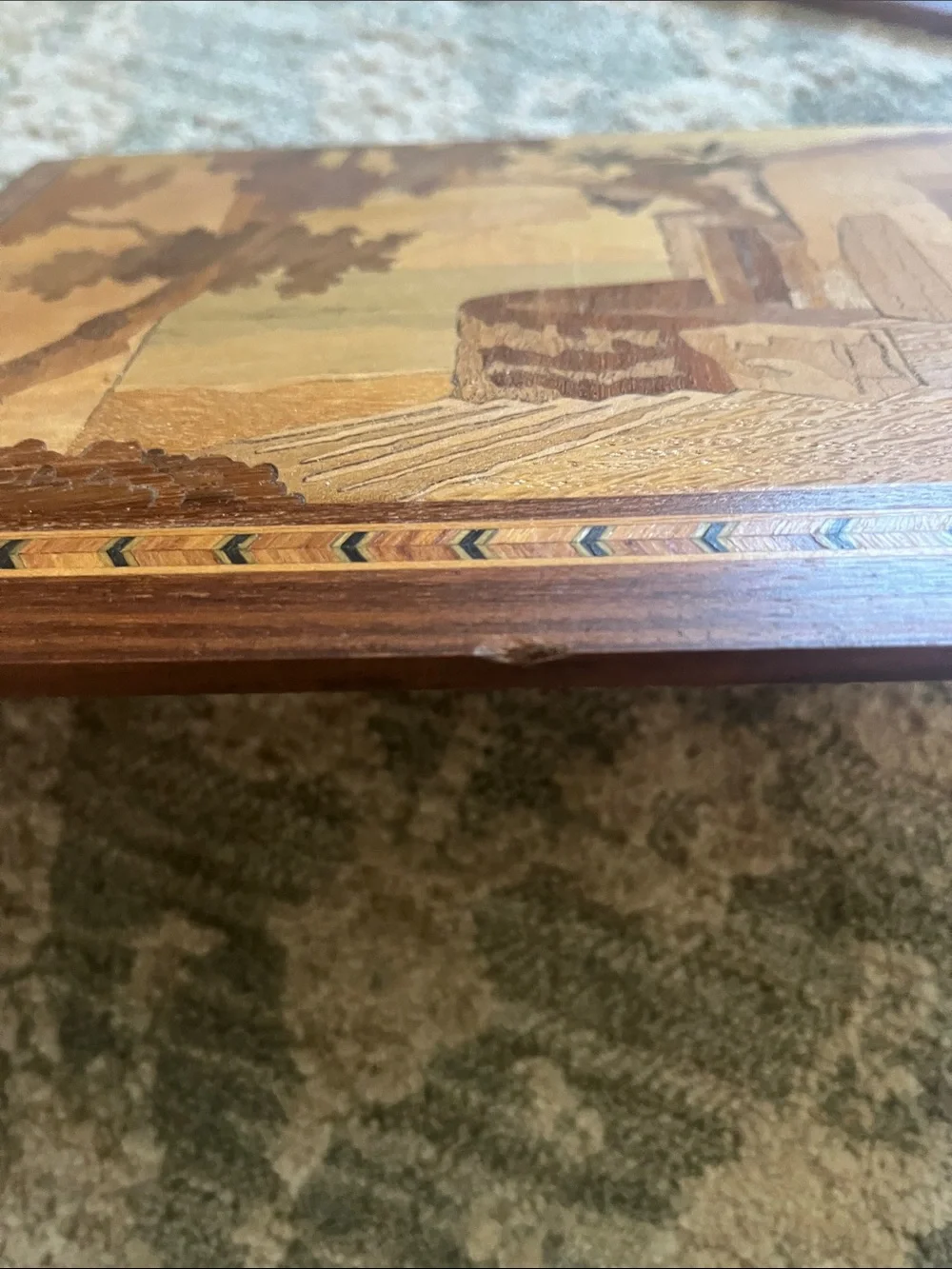 Wood Inlay Scenic Picture Frame - Brown